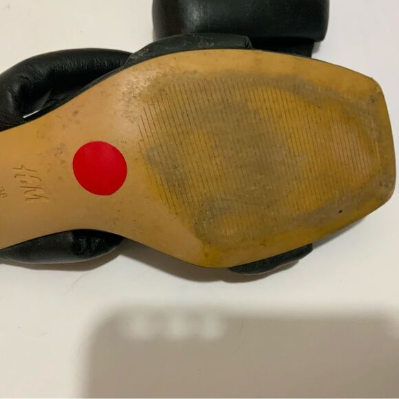 H&M  Puffy Leather Slide Sandals  Black low heels 39 - Picture 7 of 8